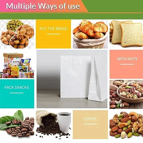 4lb White Paper Bags-Lunch Bags, Craft Bags, Grocery Bags- Pack of 500ct