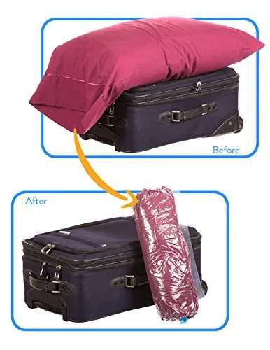8 Travis Travel Gear Space Saver Vacuum Bags with Collapsible Water Bottle (4 Medium and 4 Large). No Pump Needed Roll Up Compression and Organizer for Storage and Luggage