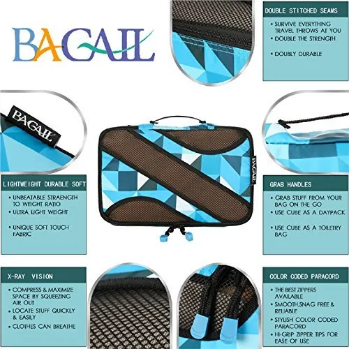 BAGAIL 6 Set Packing Cubes,Travel Luggage Packing Organizers