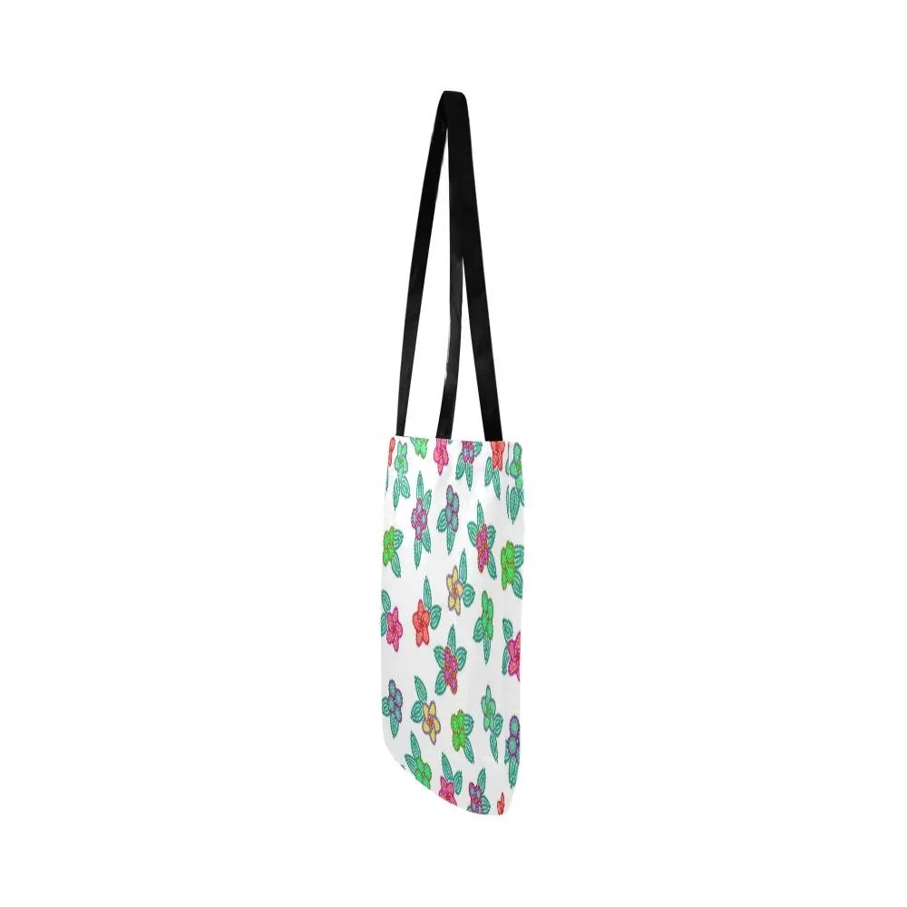 Berry Flowers White Reusable Shopping Bag