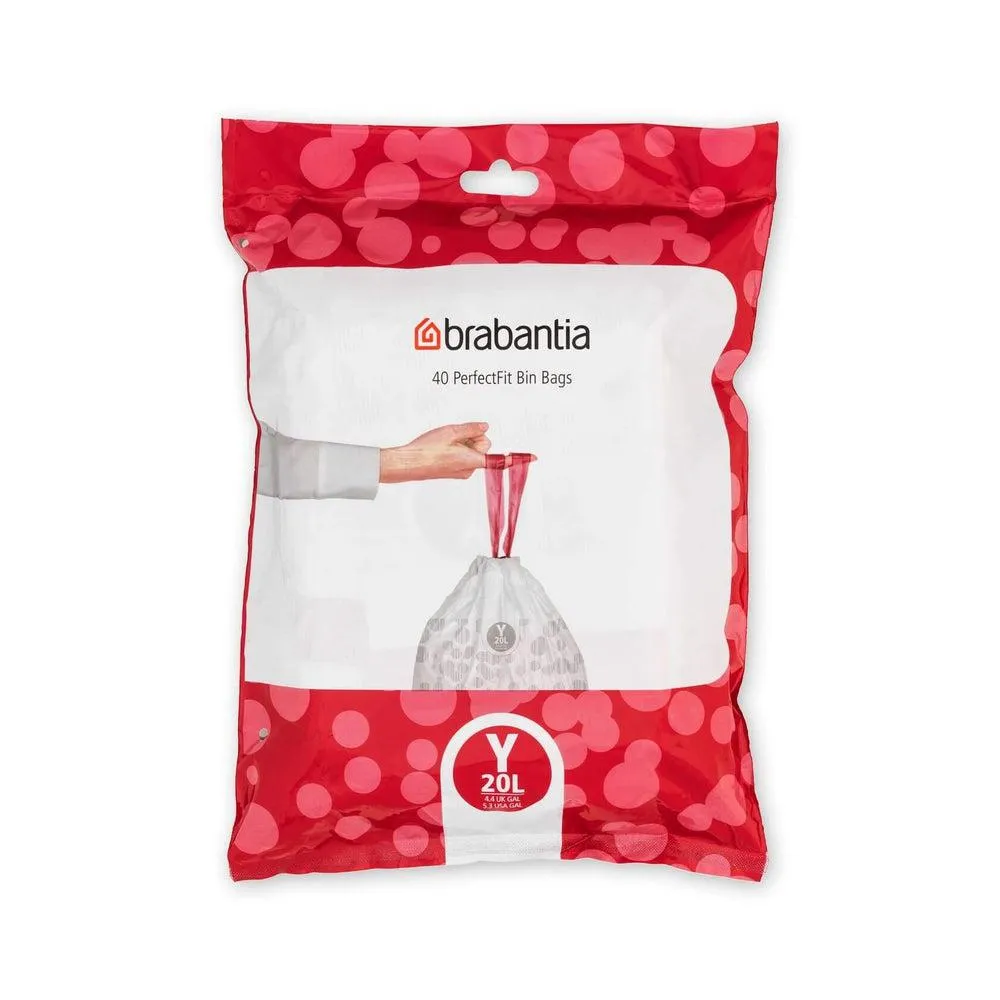 Brabantia 20L Perfect Fit Bin Liners Code Y 40 Pack