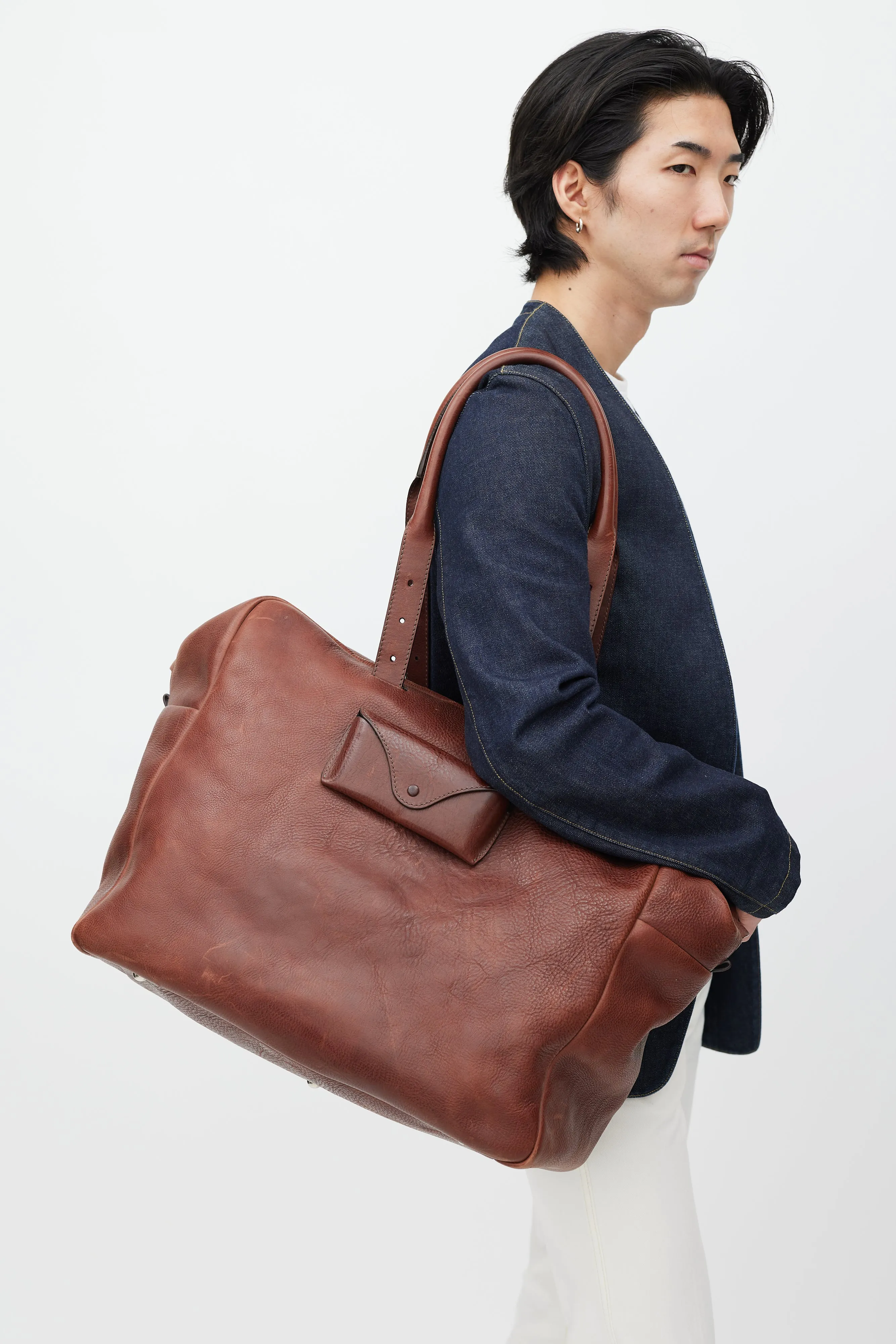 Brown Leather Duffle Bag