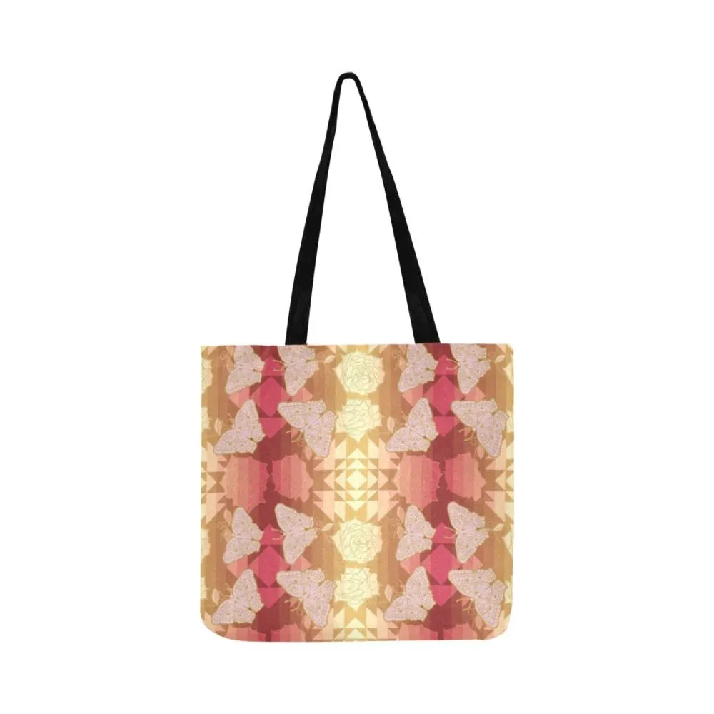 Butterfly and Roses on Geometric Reusable Shopping Bag