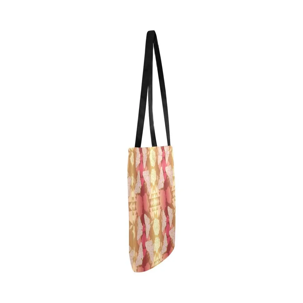 Butterfly and Roses on Geometric Reusable Shopping Bag