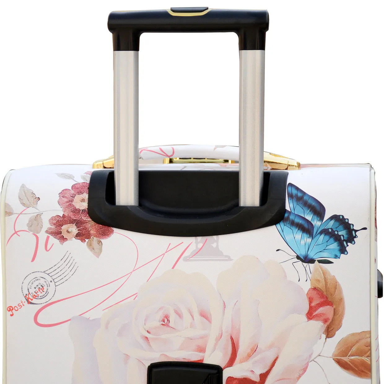 Butterfly Printed PU Leather Material Soft Shell Luggage Bag | 4 Pcs Set 7, 20, 24 and 28 inches