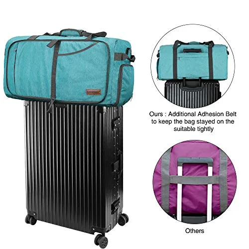 Canway 85L Travel Duffel Bag, Foldable Weekender Bag with Shoes Compartment for Men Women Water-proof & Tear Resistant (Mint Green, 85L)