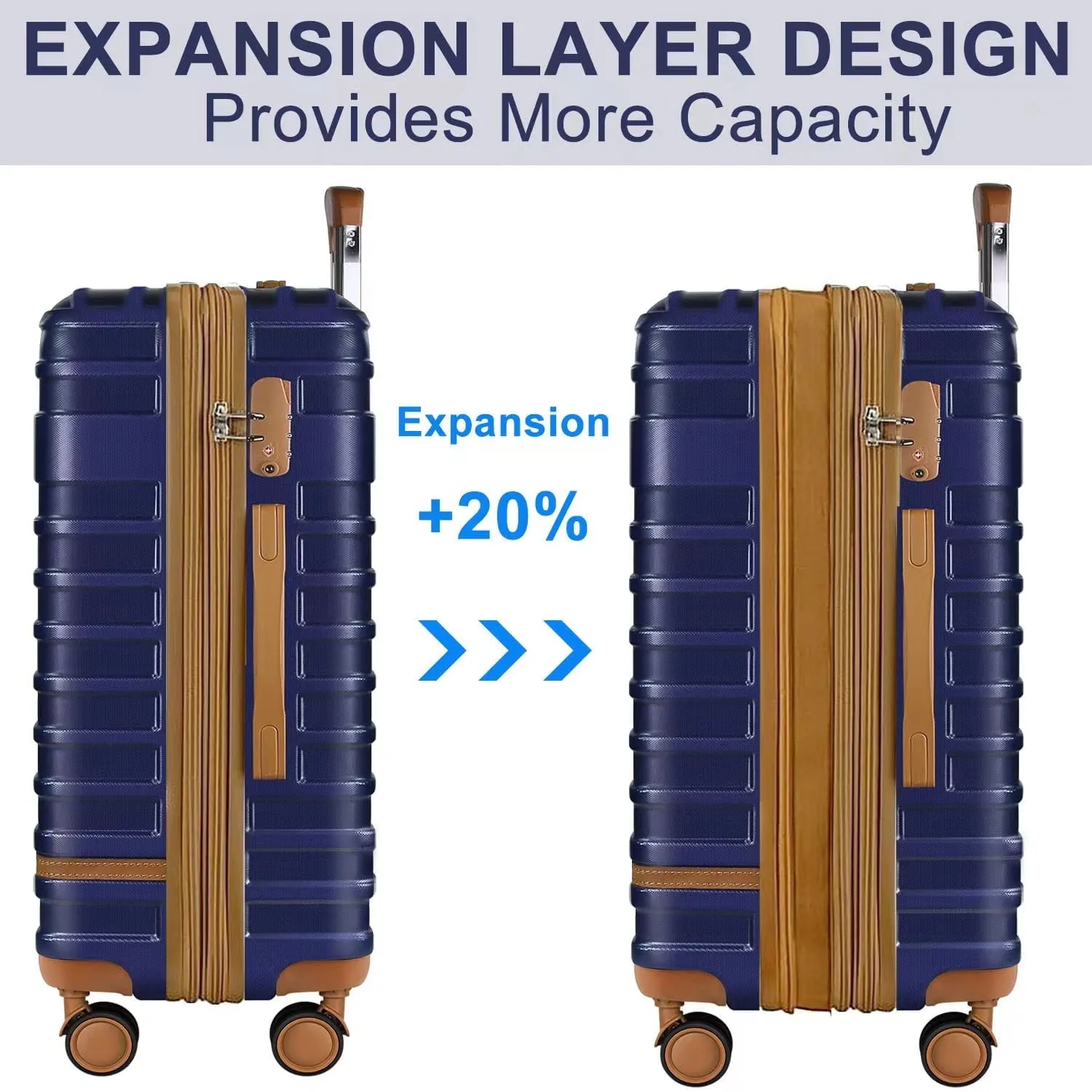 Carry On Luggage, 20 inch Expandable Suitcase Set Luggage Sets with TSA Lock and Double Spinner Wheels, Ivory White