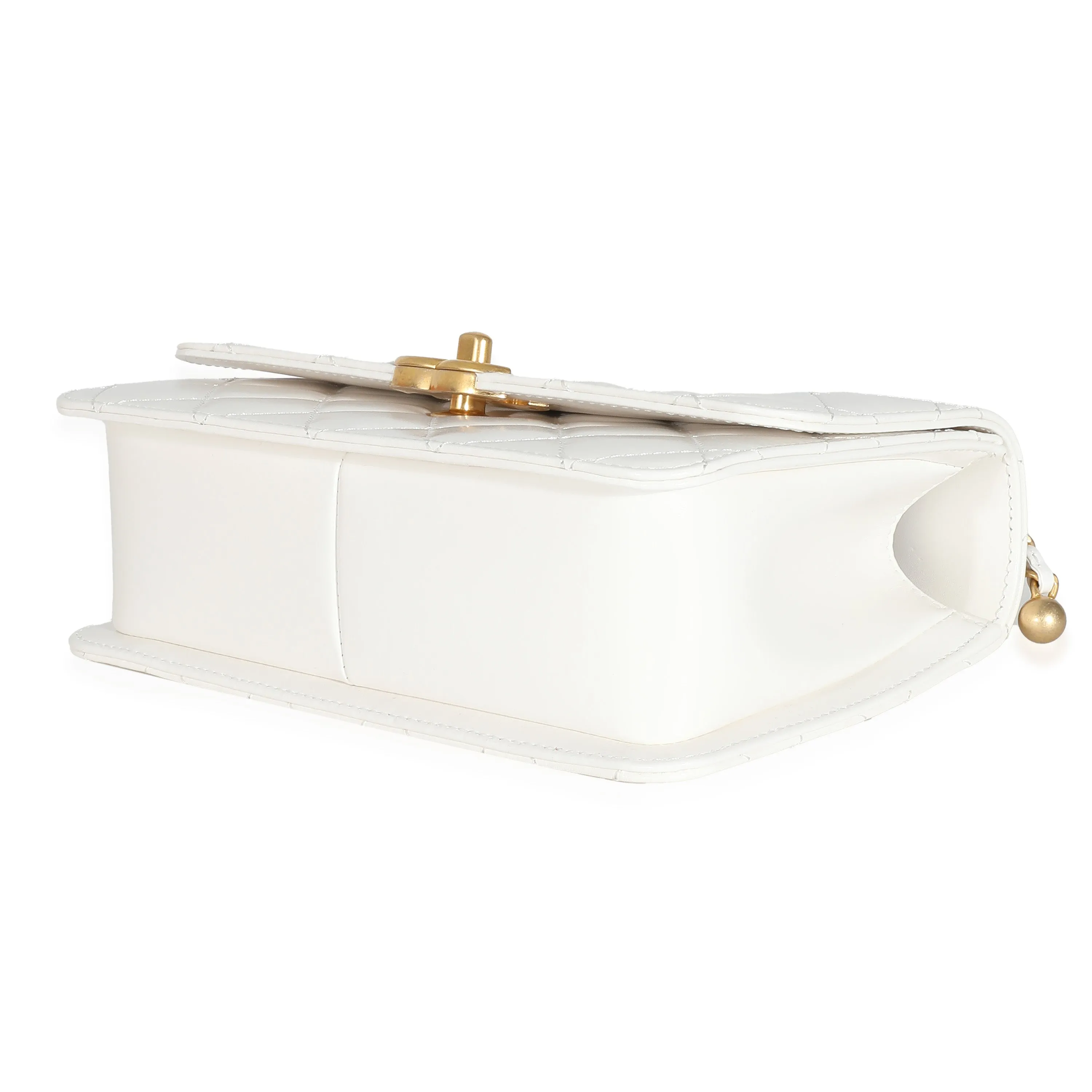 CHANEL 24C White Quilted Calfskin Mini Perfect Fit Flap Bag