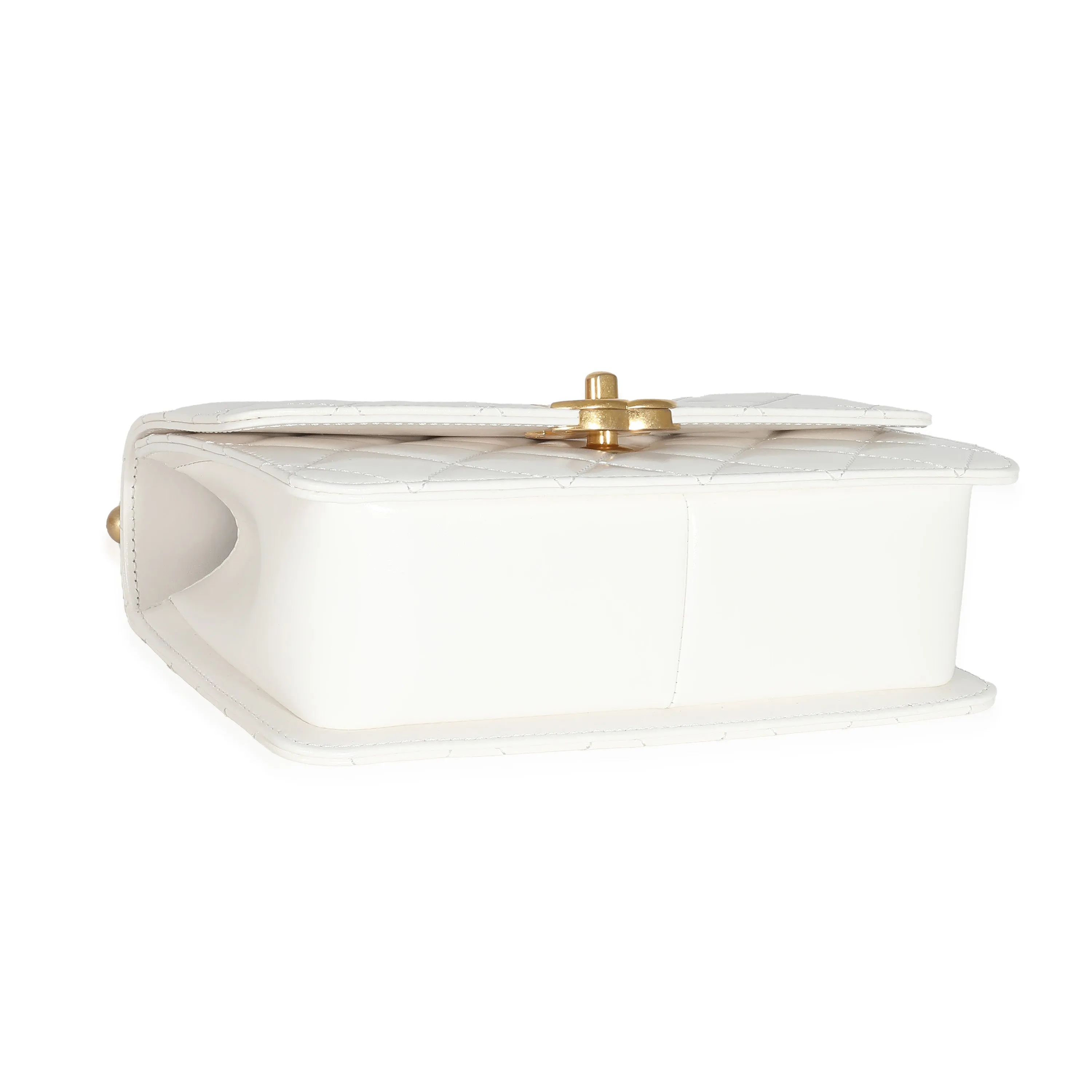 CHANEL 24C White Quilted Calfskin Mini Perfect Fit Flap Bag