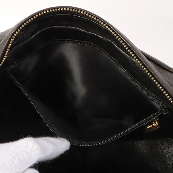 Chanel Around 1992 Made Diamond Cc Mark Stitch Fringe Chain Bag Black