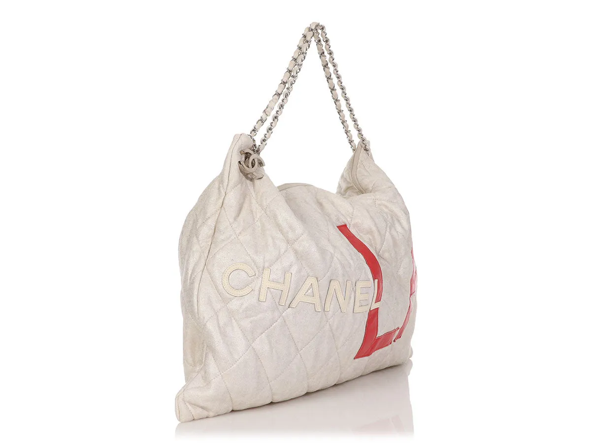 Chanel Large Beige Quilted Fabric LA Tote