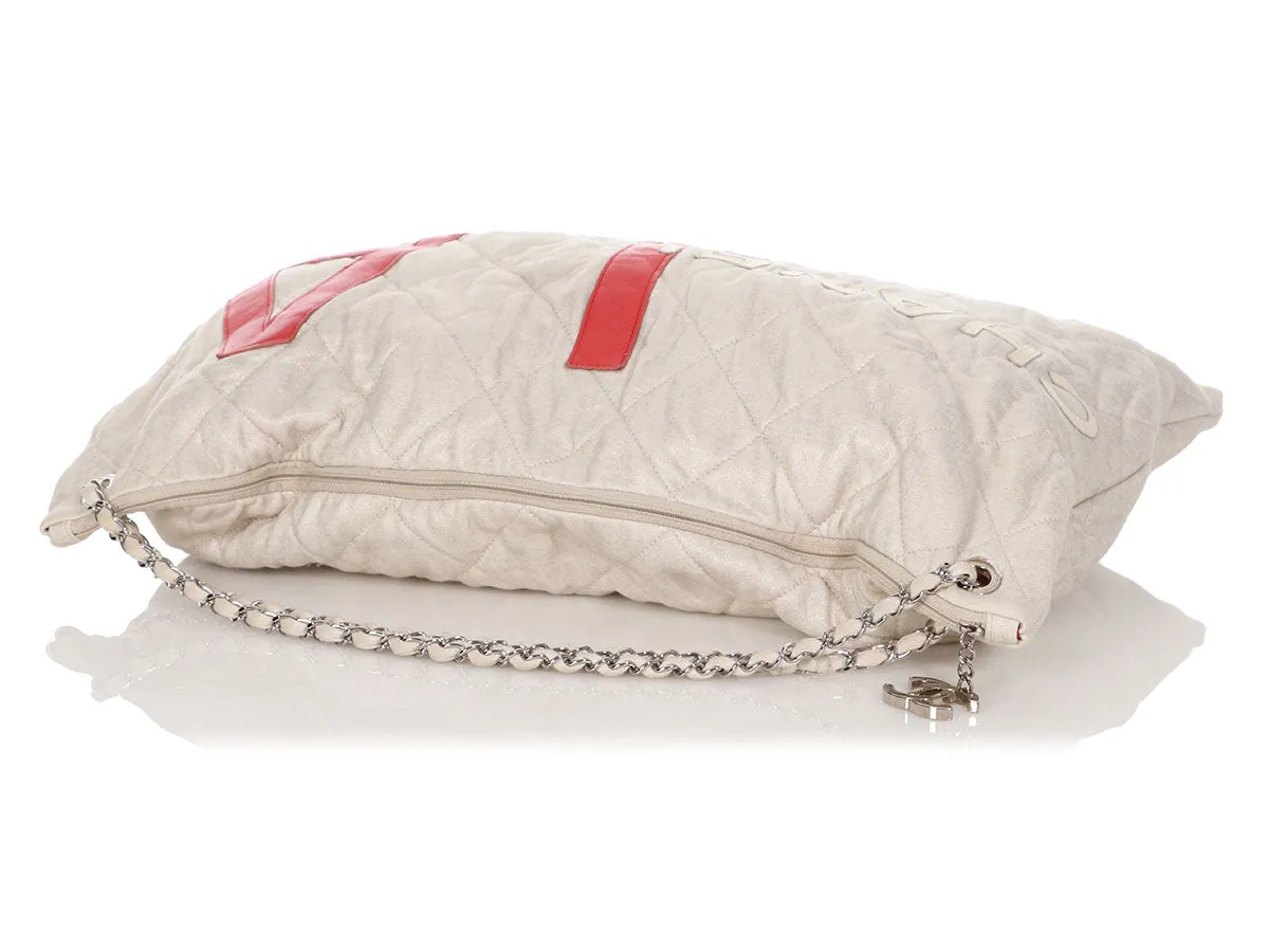 Chanel Large Beige Quilted Fabric LA Tote