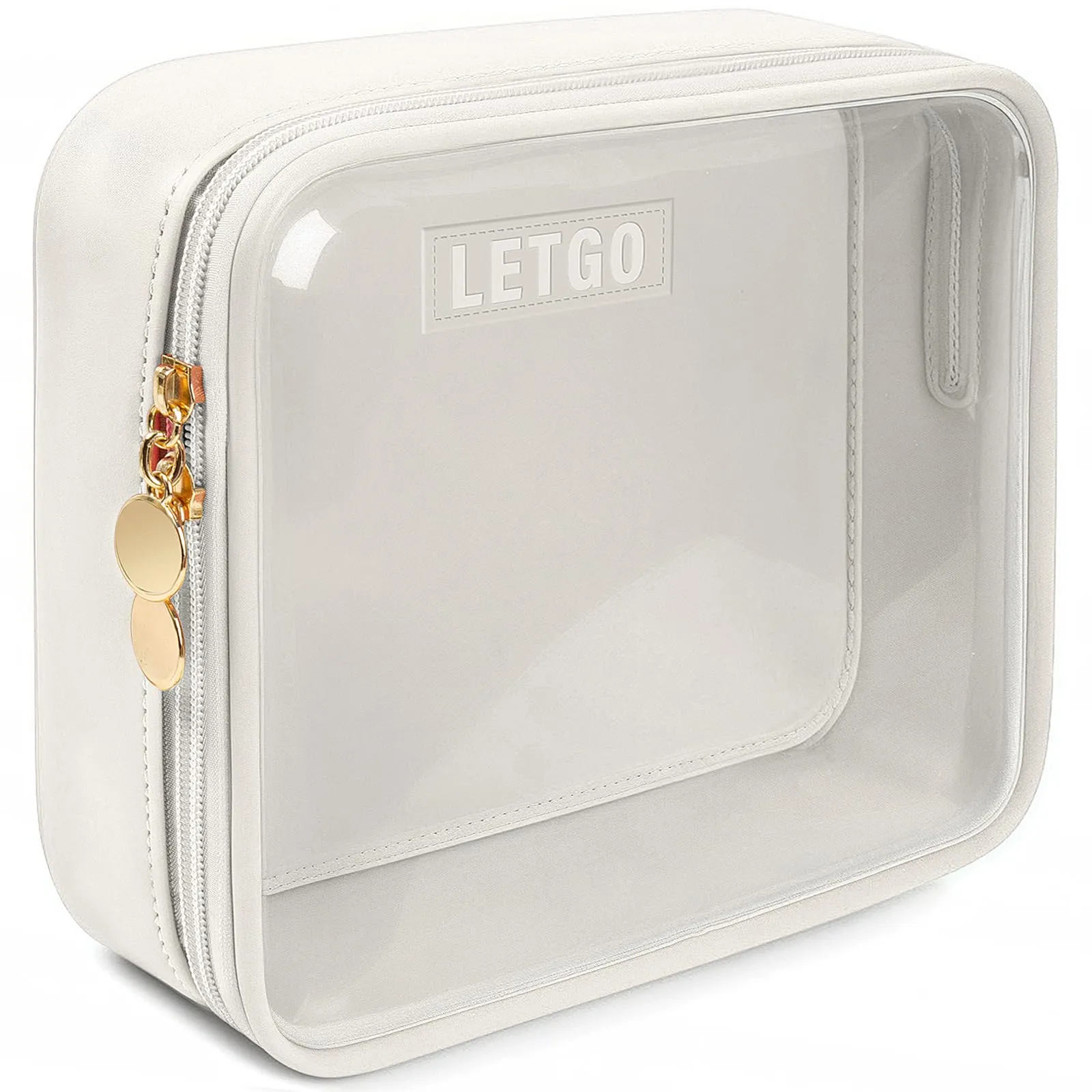 Clear Makeup Bags Large - TSA Approved Clear Toiletry Bag,Travel Makeup Bag Clear Cosmetic Bags Car Essentials Travel Essentials Car Accessories for Women Men (Large White)