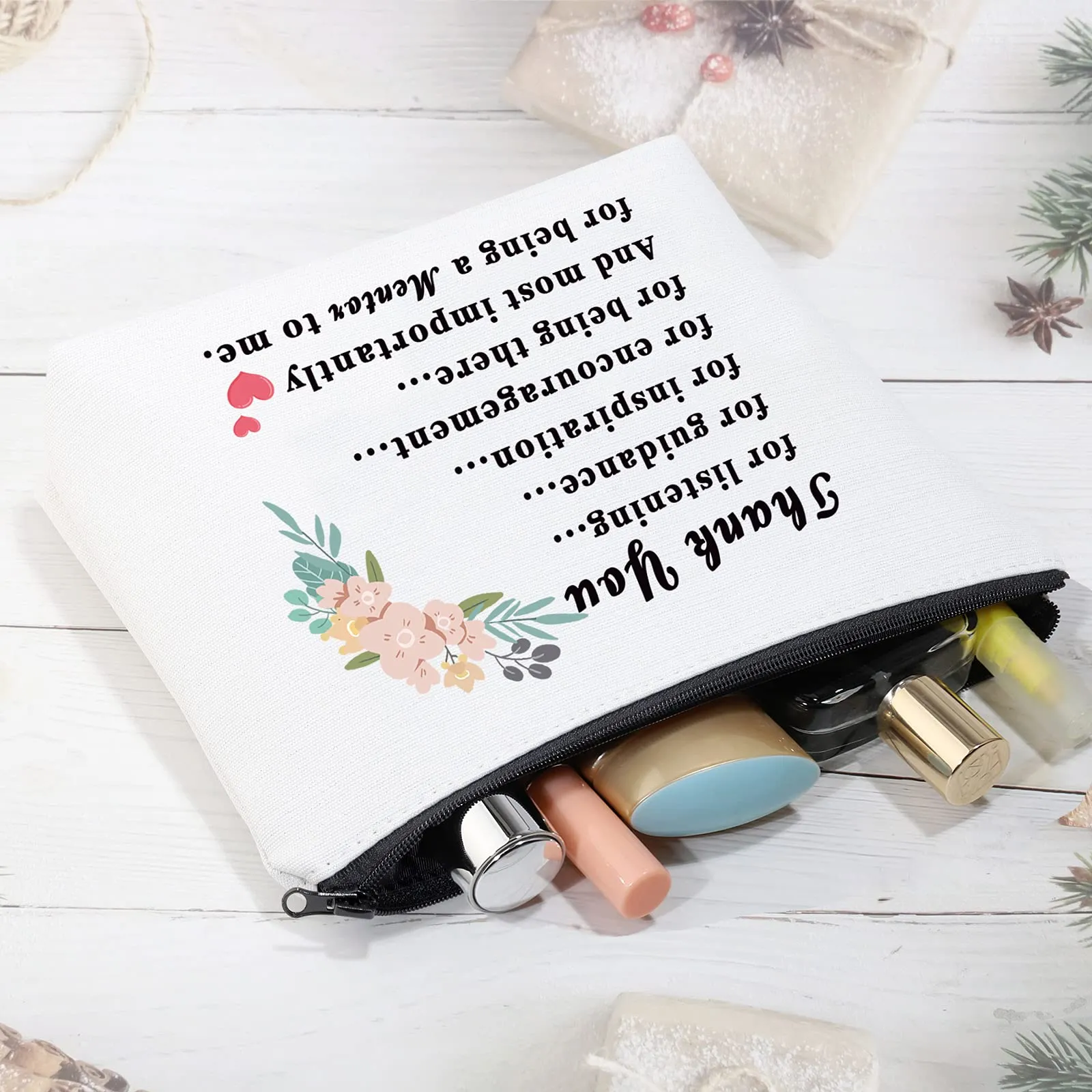 CMNIM Mentor Gifts Mentor Appreciation Gifts for Women Mentor Makeup Bag Goodbye Farewell Thank You Gifts for Mentor Teacher Boss Cosmetic Travel Bag (Mentor makeup bag)