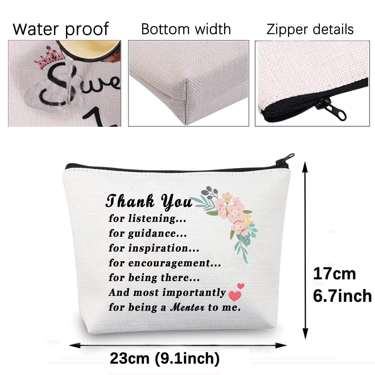 CMNIM Mentor Gifts Mentor Appreciation Gifts for Women Mentor Makeup Bag Goodbye Farewell Thank You Gifts for Mentor Teacher Boss Cosmetic Travel Bag (Mentor makeup bag)