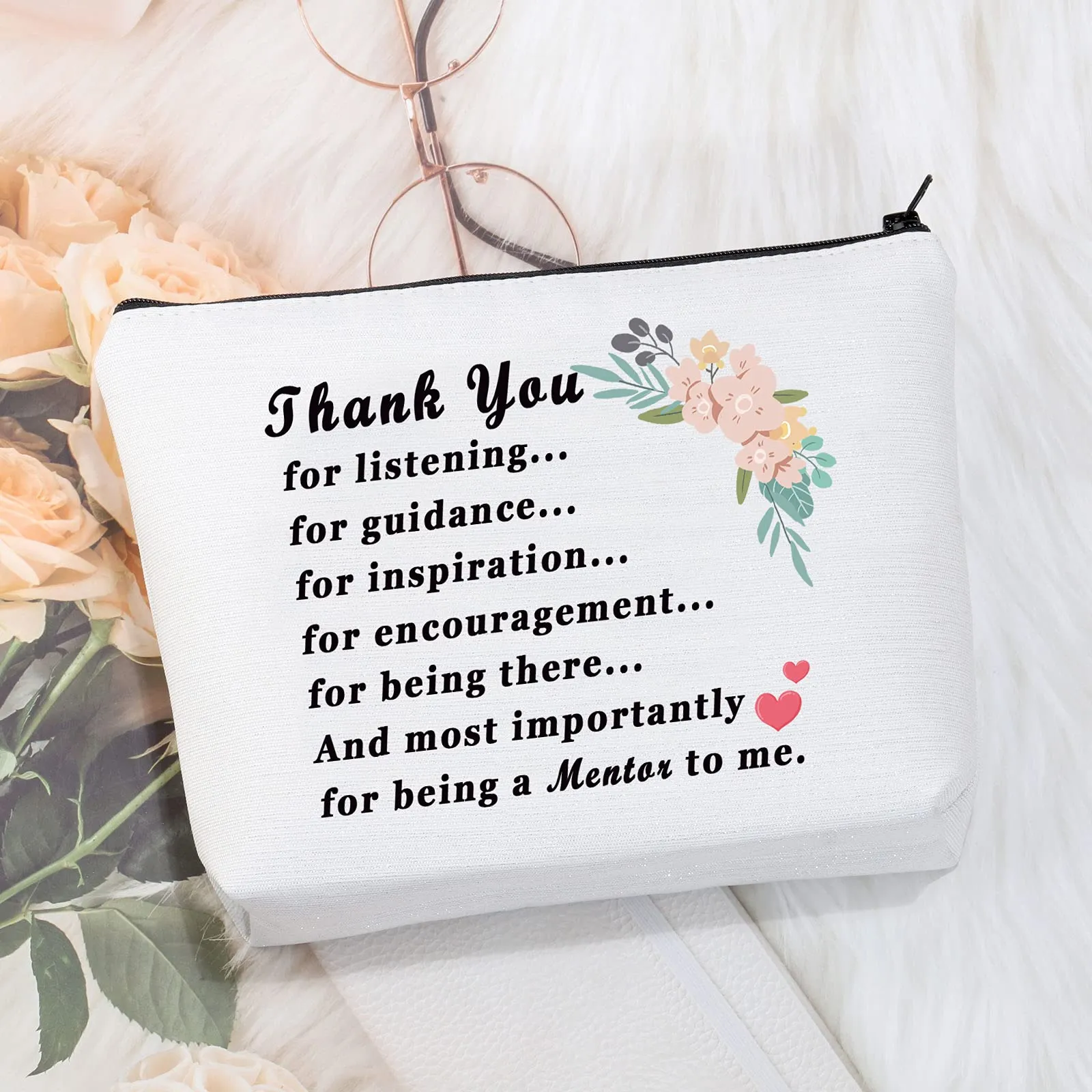 CMNIM Mentor Gifts Mentor Appreciation Gifts for Women Mentor Makeup Bag Goodbye Farewell Thank You Gifts for Mentor Teacher Boss Cosmetic Travel Bag (Mentor makeup bag)