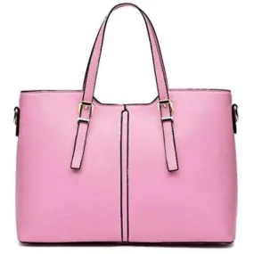 Concise Solid Color and Buckles Design Tote Bag For Women - Pink
