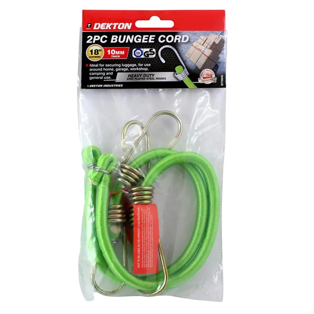 Dekton Heavy Duty Bungee Cord | 18in x 10 mm |Pack of 2