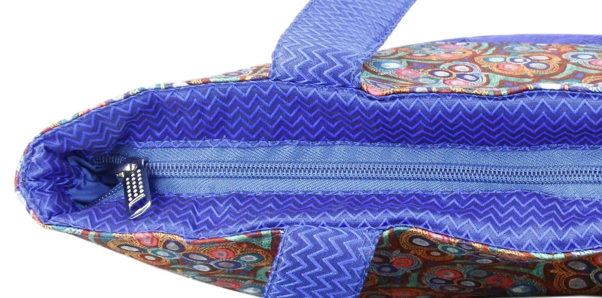 Digitally printed Brocade fashion bag 15 x 16 inch Faux Silk Dupion,BLUE,Totes Shopping bag