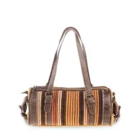 Ethnic Cylinder Shaped Canvas Tote Bag - Ginger