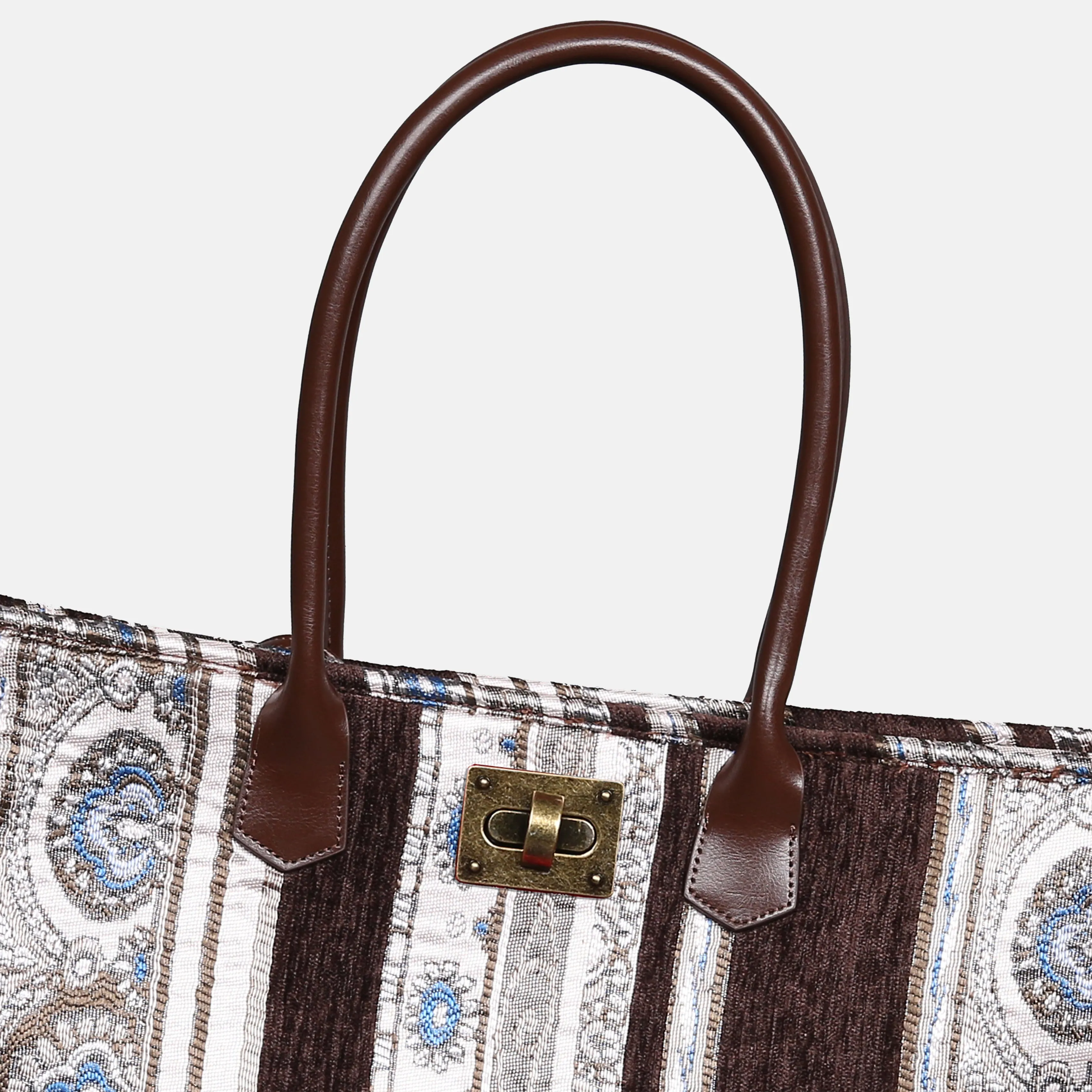 Ethnic Stripes Brown Carpet Tote Shopper