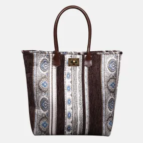 Ethnic Stripes Brown Carpet Tote Shopper