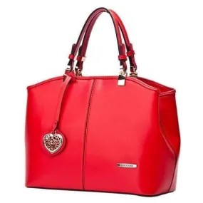 Fashionable PU Leather and Metal Design Tote Bag For Women - Red