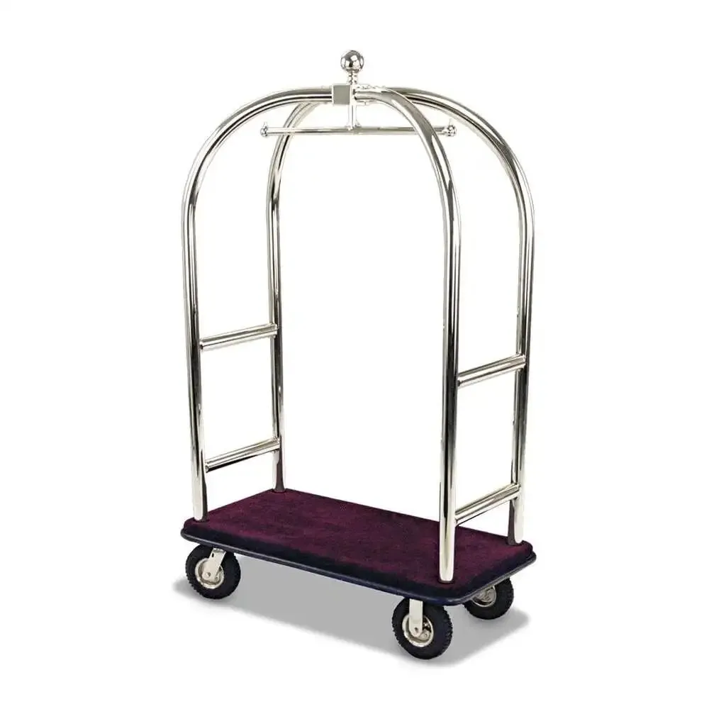 Forbes Industries 48" Birdcage® Luggage Cart polished Diamond Textured Stainless Steel Tubular Superstructure Longer & Taller Style