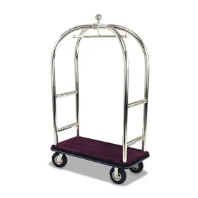 Forbes Industries 48" Birdcage® Luggage Cart polished Diamond Textured Stainless Steel Tubular Superstructure Longer & Taller Style