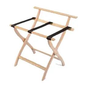 Forbes Industries 902-MO 24" Oak Luggage Rack Medium Finish With Back Bar and Brown Poly Straps