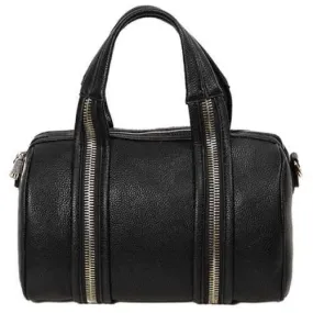 Graceful Solid Color and Zippers Design Women's Tote Bag - Black
