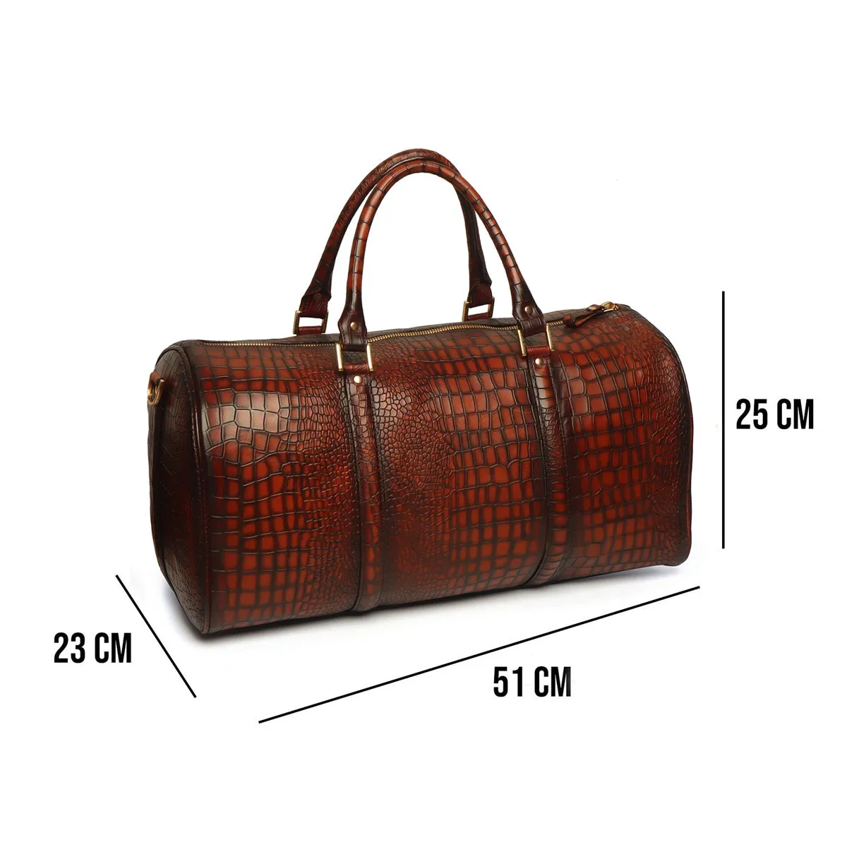 Hand-Painted Duffle Bag In Smokey Cognac Deep Cut Leather