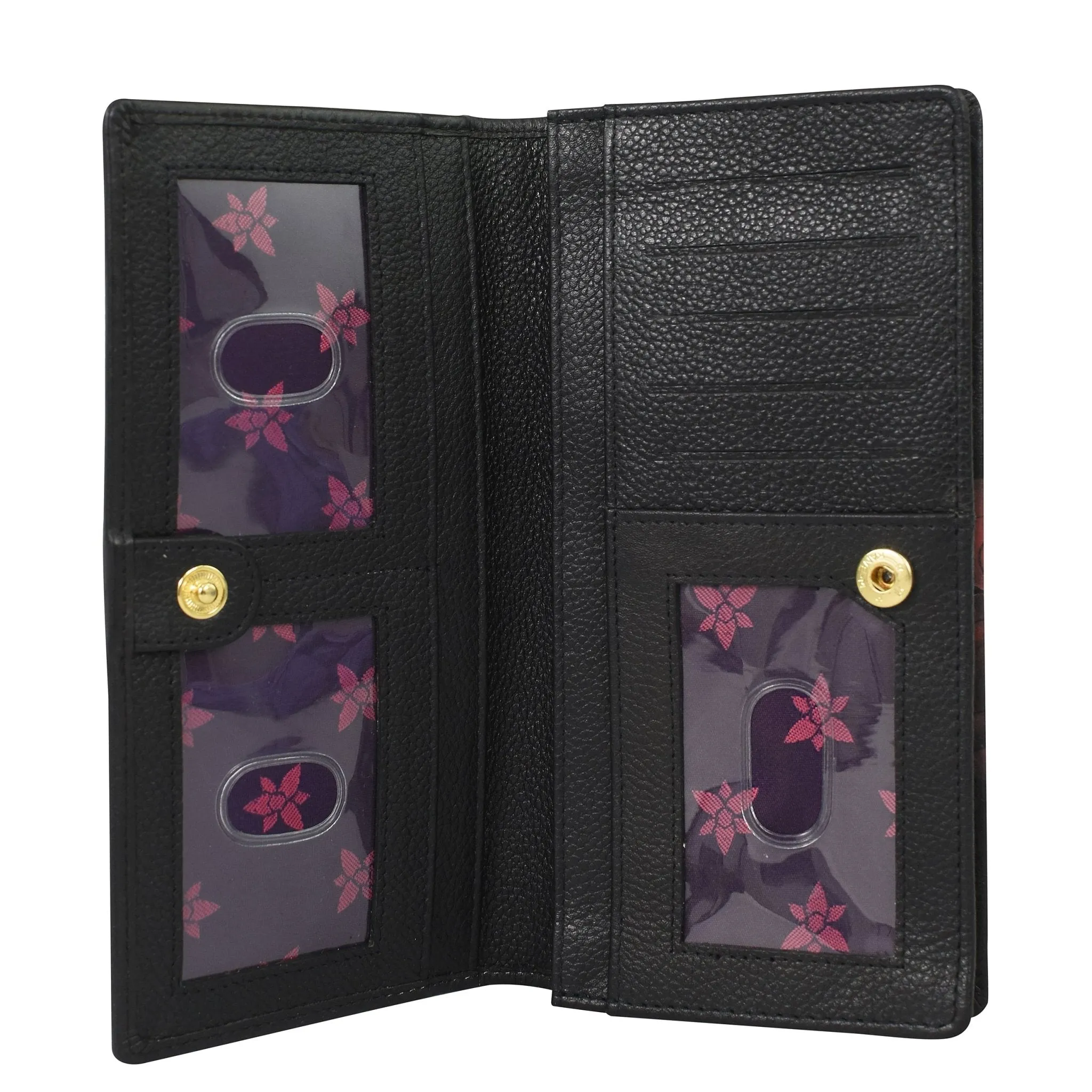 Hand Painted Leather Snap Clutch Wallet