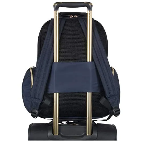 Kenneth Cole Reaction Women's Sophie Silky Nylon 15.0" Laptop & Tablet Anti-Theft RFID Backpack Laptop, Navy, One Size