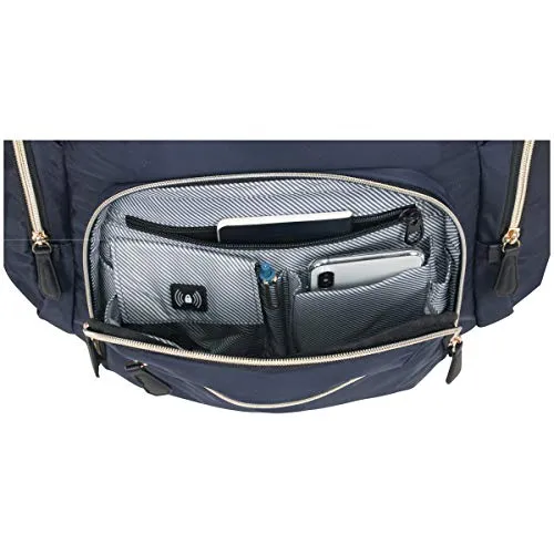 Kenneth Cole Reaction Women's Sophie Silky Nylon 15.0" Laptop & Tablet Anti-Theft RFID Backpack Laptop, Navy, One Size