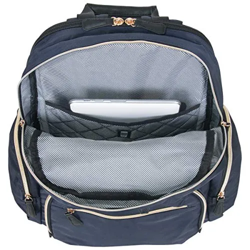 Kenneth Cole Reaction Women's Sophie Silky Nylon 15.0" Laptop & Tablet Anti-Theft RFID Backpack Laptop, Navy, One Size