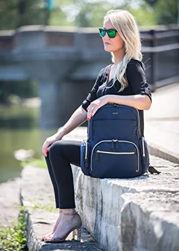Kenneth Cole Reaction Women's Sophie Silky Nylon 15.0" Laptop & Tablet Anti-Theft RFID Backpack Laptop, Navy, One Size