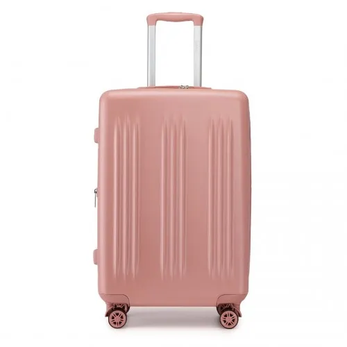 Kono 28" Sleek Striped Check-In Suitcase - Durable ABS PC Luggage with Spinner Wheels & TSA Lock - Nude