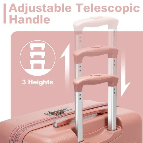 Kono 28" Sleek Striped Check-In Suitcase - Durable ABS PC Luggage with Spinner Wheels & TSA Lock - Nude
