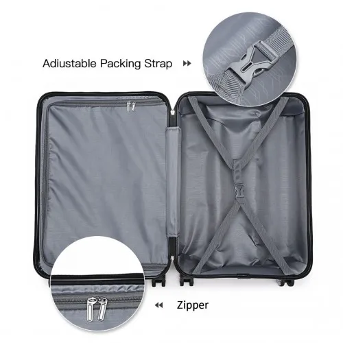 Kono ABS 28 Inch Lightweight Durable Suitcase - Black with TSA Lock & 360° Swivel Wheels