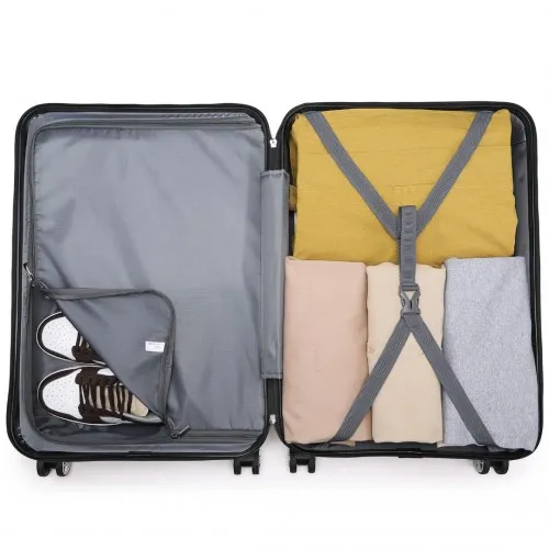 Kono ABS 28 Inch Lightweight Durable Suitcase - Black with TSA Lock & 360° Swivel Wheels