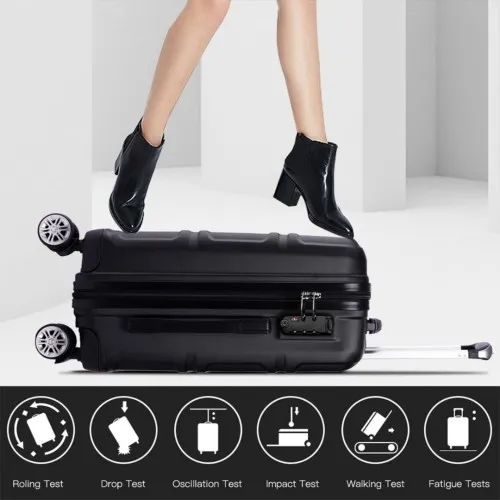 Kono ABS 28 Inch Lightweight Durable Suitcase - Black with TSA Lock & 360° Swivel Wheels