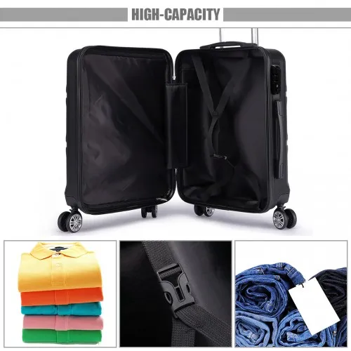 Kono ABS 28 Inch Lightweight Durable Suitcase - Black with TSA Lock & 360° Swivel Wheels
