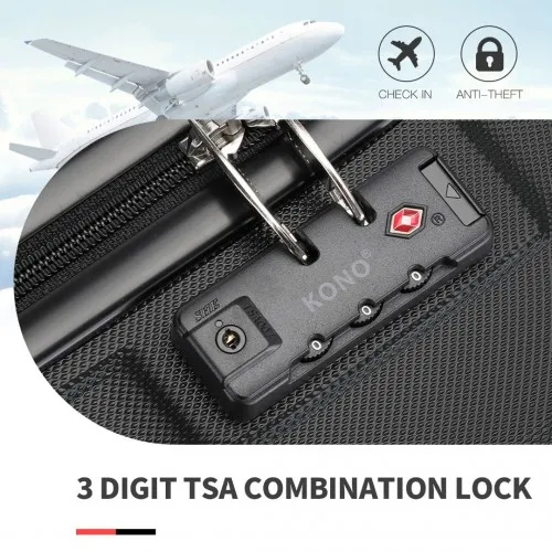 Kono ABS 28 Inch Lightweight Durable Suitcase - Black with TSA Lock & 360° Swivel Wheels