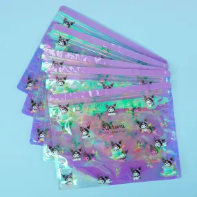 Kuromi Aurora Holographic Zip Bag Set - 5 Pcs