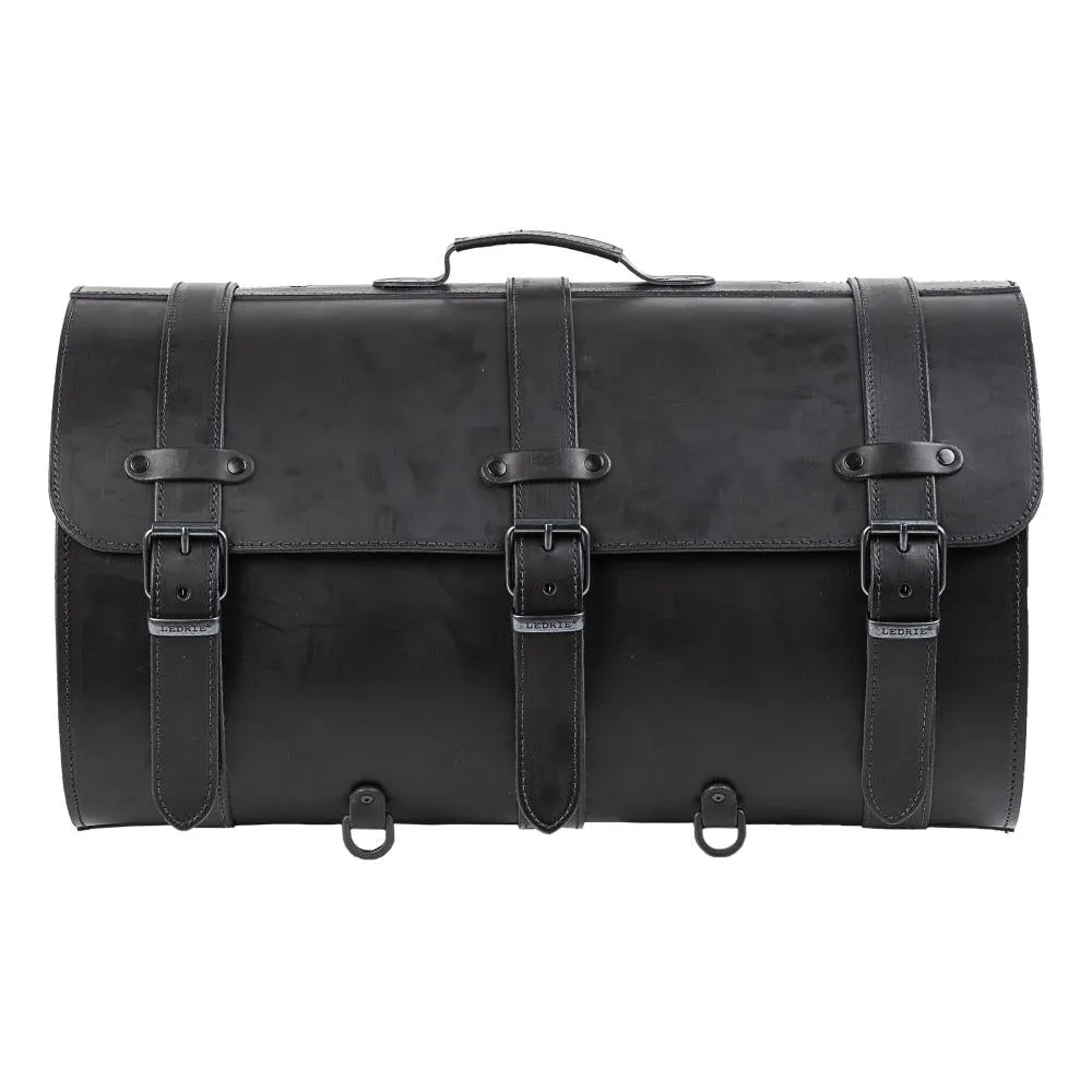 Ledrie HLMOT2-1008 Motorcycle Suitcase 67 Litres Real Leather - Extra Large Black