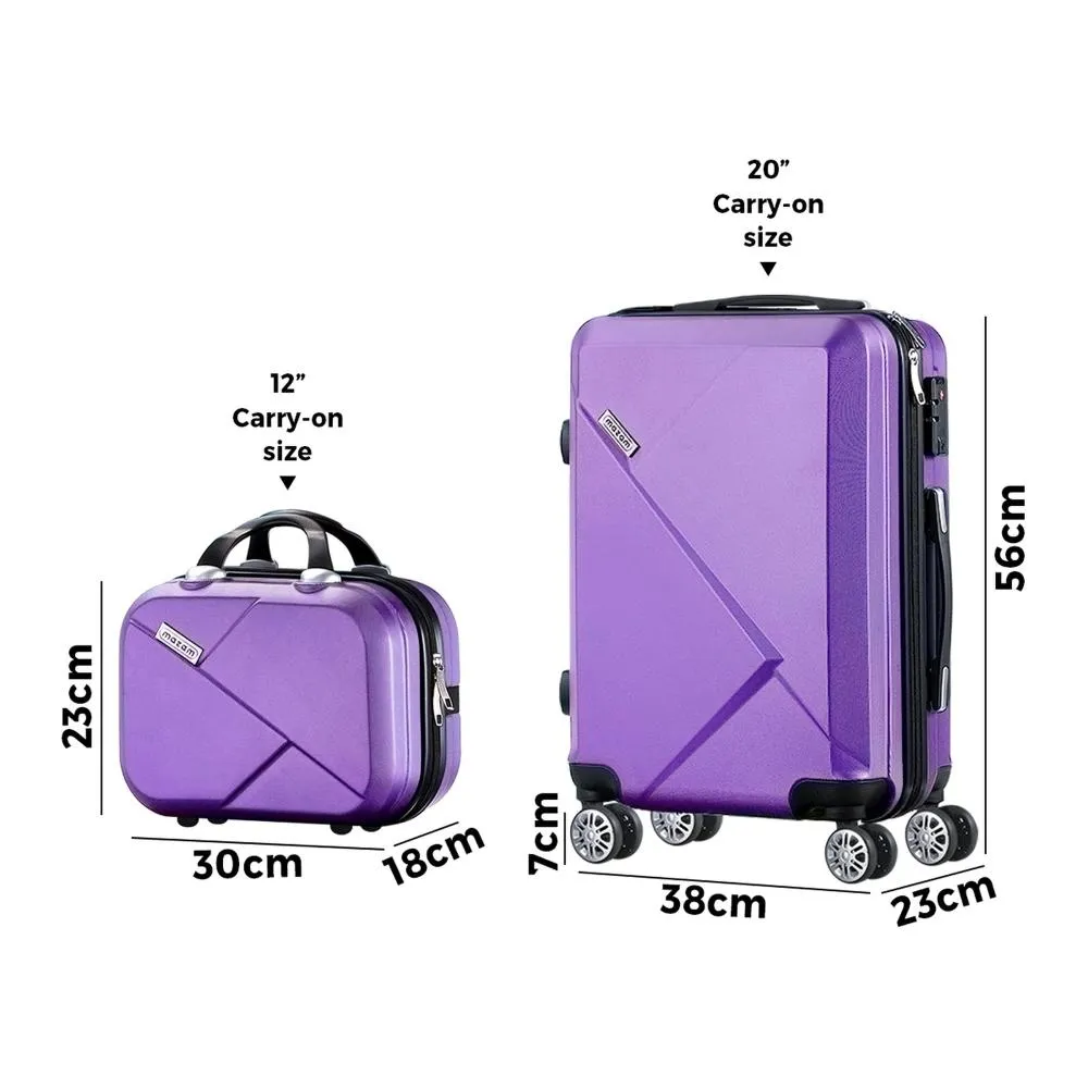 Mazam 2PCS Luggage Set TSA Lock Hard Case Purple