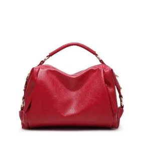 Metallic Zips Textured PU Leather Tote - Red