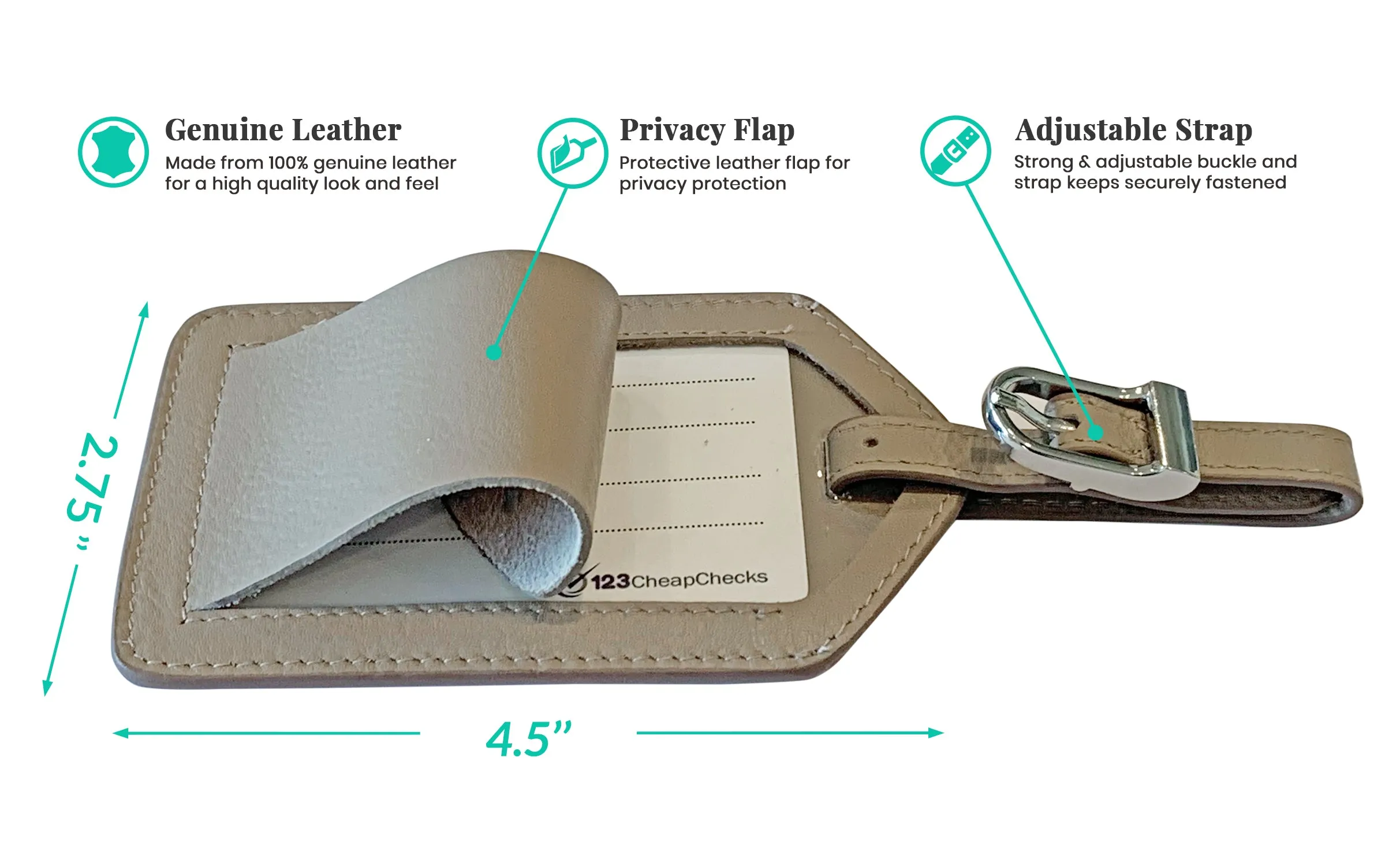 Personalized Monogrammed Leather Luggage Tags - 4 Pack