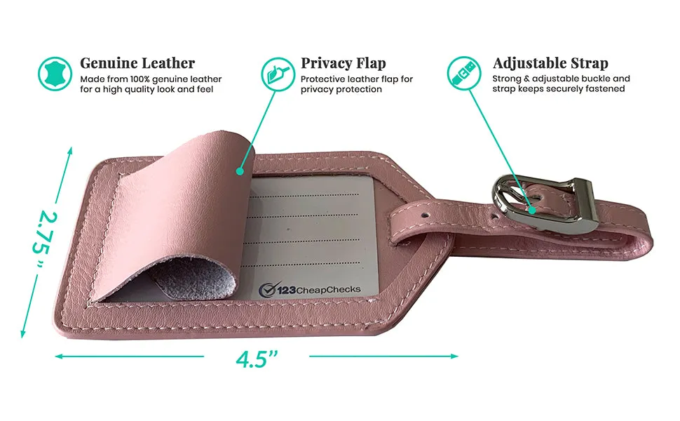 Personalized Monogrammed Leather Luggage Tags - 4 Pack